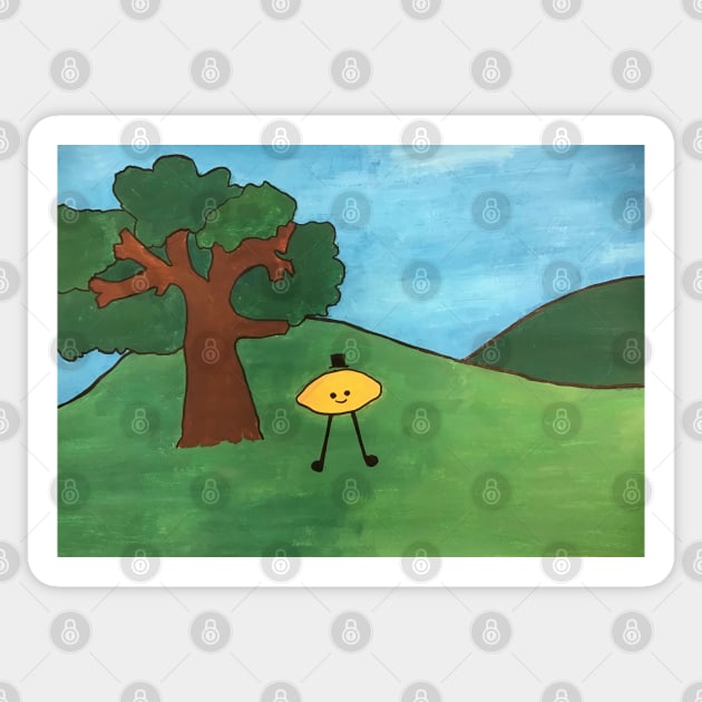 Gribby the Lemon Guy under a tree Sticker by blue1983